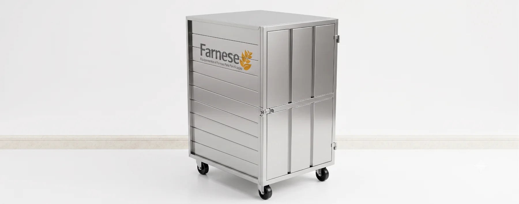 Armário industrial Farnese em aço inox com rodízios